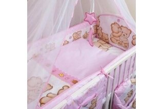 Baby Crib Bumper Ankras PRZYJACIELE Pink 360 cm