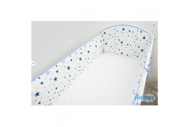 Baby Crib Braid Bumper Ankras STARS Blue-360