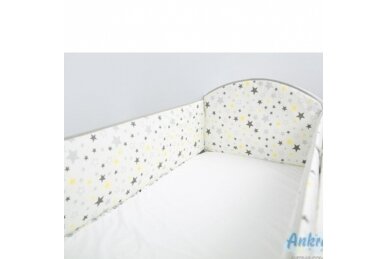 Baby Crib Braid Bumper Ankras STARS Grey-360