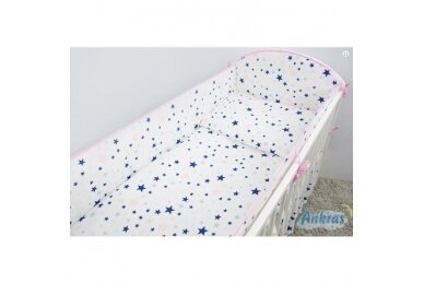 Baby Crib Braid Bumper Ankras STARS Pink-360