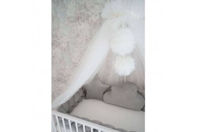 Baby Crib Braid Bumper+3 Pillows BELISIMA VELVET Grey 2