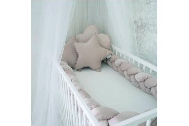 Baby Crib Braid Bumper+3 Pillows BELISIMA VELVET Cappucino