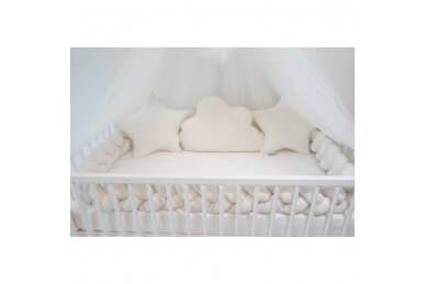 Baby Crib Braid Bumper+3 Pillows BELISIMA VELVET Ecri