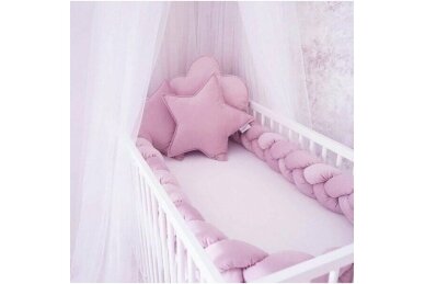 Baby Crib Braid Bumper+3 Pillows BELISIMA VELVET Pink