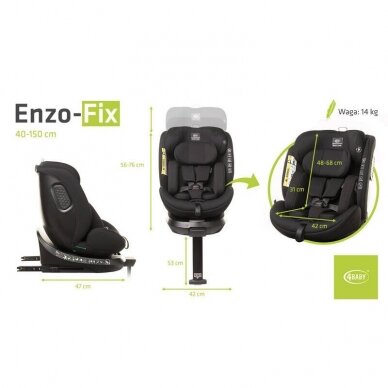 Автокресло 4Baby ENZO FIX 360°(40-150 cm) Black 9