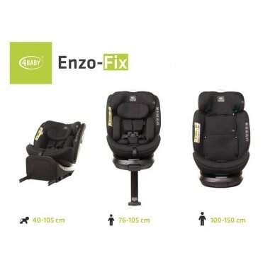 Autokėdutė 4baby ENZO FIX 360°(40-150 cm) Black 8