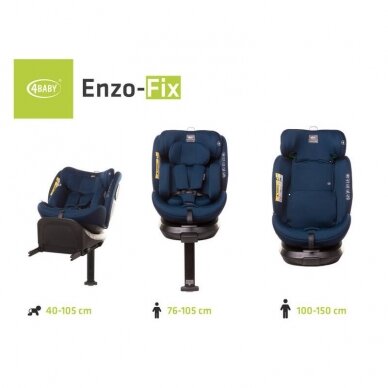 Autokėdutė 4baby ENZO FIX 360°(40-150 cm) Navy Blue 12