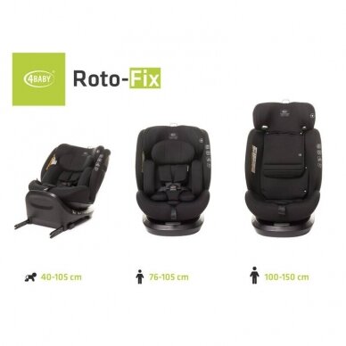 Autokėdutė 4baby ROTO-FIX 360°(40-150 cm) Black 15