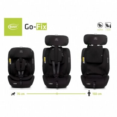 Automobilinė kėdutė 4BABY GO-FIX (76-150cm) Black 3