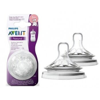 AVENT Natural силиконовые соски 3м+ 2 шт