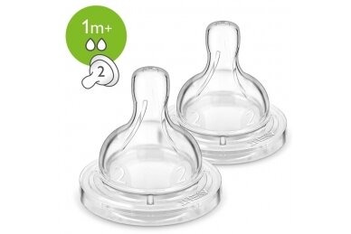 AVENT Classic+ Teat silikone Anti-colic 1m+, 2 pcs