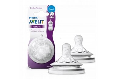 AVENT Natural Teats silikon 3m+ 2vnt