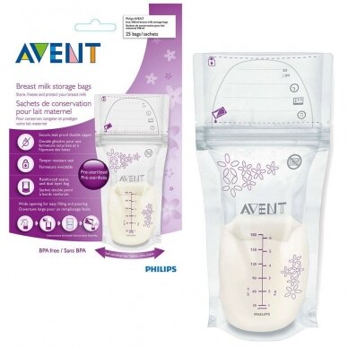 AVENT maišelia motinos pieno laikymui 180ml SCF603/25