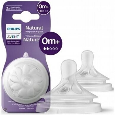 AVENT Natural Response žindukas silikoninis 0m+ 2vnt