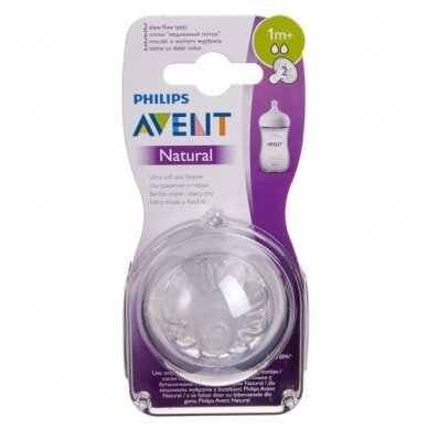 AVENT Natural силиконовые соски 1м+ 2 шт