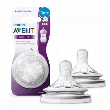 AVENT Natural žindukas silikoninis 3m+ 2vnt