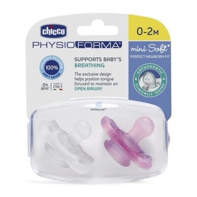 Čiulptukai Chicco PHYSIO FORMA Silicone 0-2 m, 2 vnt 1