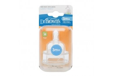 Dr Brown's Silikone Teat 3m+, 2 pcs