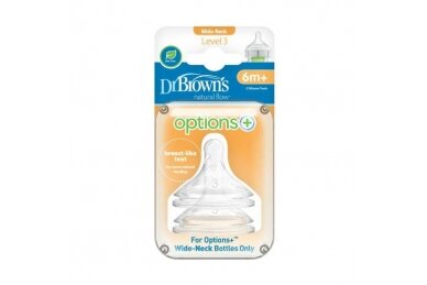 Dr Brown's Silicone Teats 3 OPTIONS+, 6m+, 2 pcs