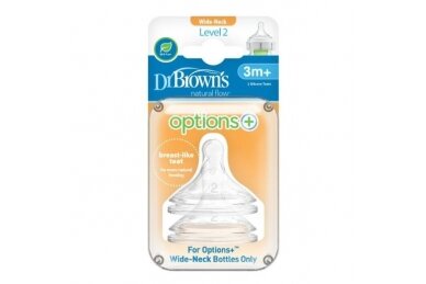 Dr Brown's Silikone Teat 2 OPTIONS+, 3+, 2 pcs