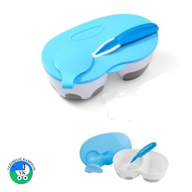 Мисочка двухсекционная с ложкой BabyOno 1067 blue