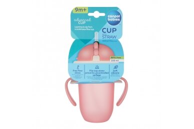 Cup with Silicone Flip-top Straw Canpol MATTE PASTELS 56/522 Pink 4