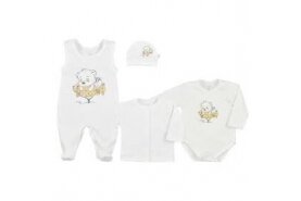 Baby Layette Set  Newborn Baby Clothes Koala SLEEPING BEAR 4 parts,50 Ecru