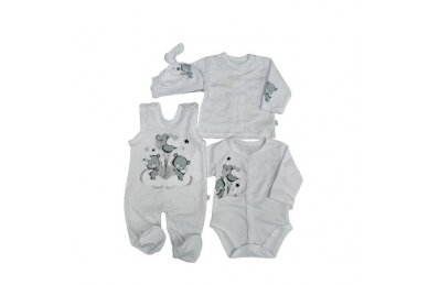 Baby Layette Set  Newborn Baby Clothes Koala HAPPINESS 4 parts, 56 White