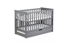 Baby cot Klupś IWO with driwer and removable side, Graphite