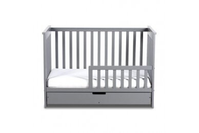 Baby cot Klupś IWO with driwer and removable side, Graphite 1