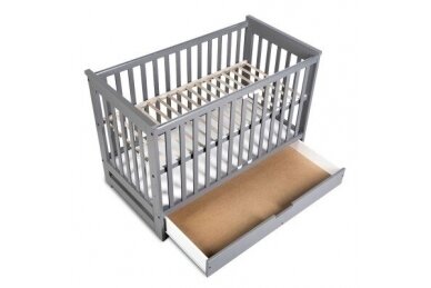 Baby cot Klupś IWO with driwer and removable side, Graphite 3