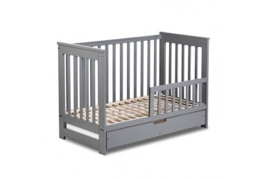 Baby cot Klupś IWO with driwer and removable side, Graphite 2