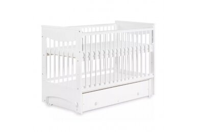 Baby cot Klupš LUNA with driwer and drop side