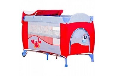 Duo Level Travel Cot & Toys DAY&NIGHT-2, Red/Blue