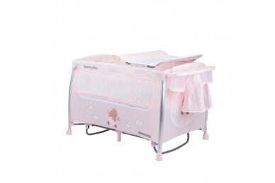 Duo Level Travel Cot DREAMY BEAR-2, Pink 2