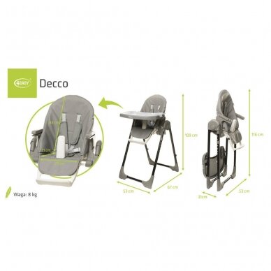 Стульчик для кормления 4Baby DECCO Grey 15