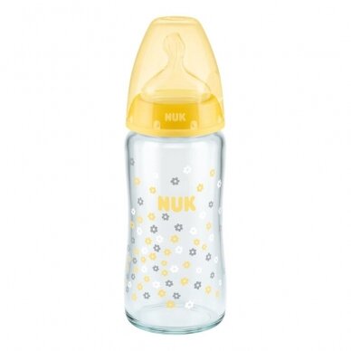 NUK buteliukas stiklinis First Choice+, 240 ml, 0-6