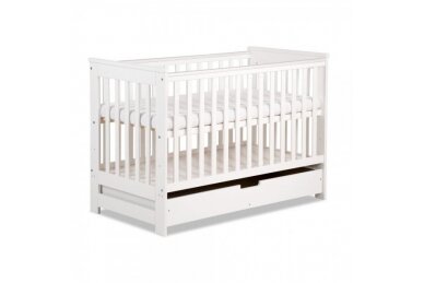 Baby cot Klupś IWO with driwer and removable side White