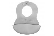 Silicone Bib with Pocket BabyOno 835 Grey