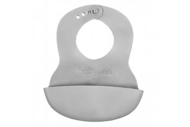 Silicone Bib with Pocket BabyOno 835 Grey