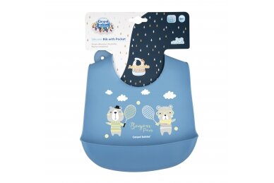 Silicone Bib with Pocket  Canpol BONJOUR PARIS 74/027 Blue 1