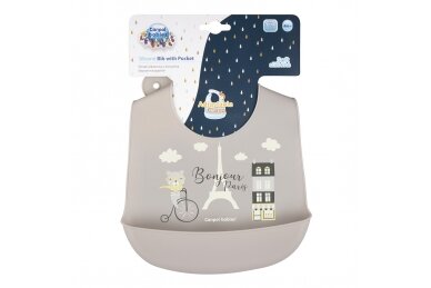 Silicone Bib with Pocket  Canpol BONJOUR PARIS 74/027 Grey 1