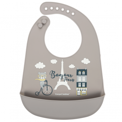 Силиконовый нагрудник Canpol BONJOUR PARIS 74/027 Grey