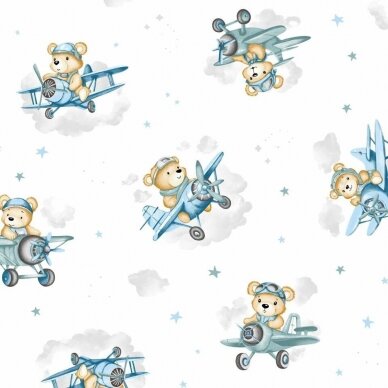 Комплект постели  2 частей Ankras TEDDY BEAR IN A PLANE Blue 1