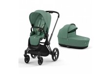 Stroller Cybex Priam V4 LEAF GREEN Frame Matt Black 2in1