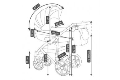 Stroller Camarelo BALEO 11, 3in1 4