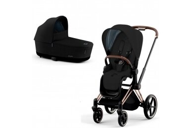 Stroller CYBEX  Priam V4  Sepia Black/Frame Rose Gold 2in1