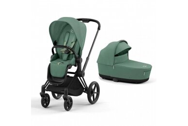 Stroller Cybex Priam V4 LEAF GREEN Frame Matt Black 2in1