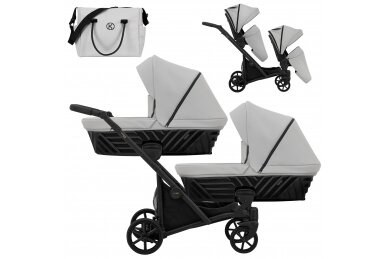 Stroller for twins and toddler KUNERT IVENTO DUO 2in1, Eco Dove Grey 1