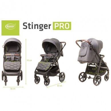 Vežimėlis 4baby STINGER PRO Graphite 19